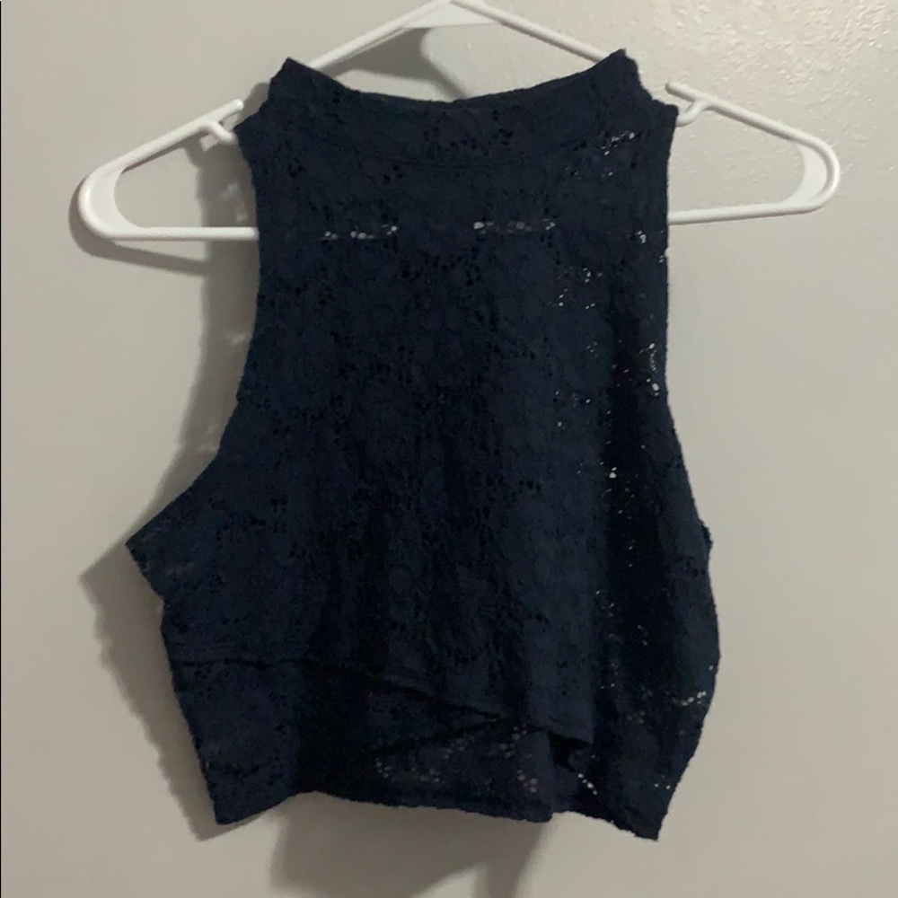 navy blue lace crop top